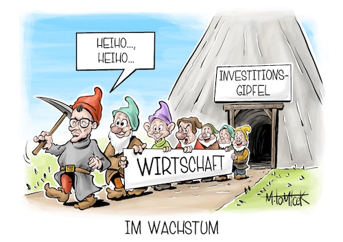 Cartoon: Im Wachstum (medium) by Mirco Tomicek tagged friedrich,merz,investitionsgipfel,wirtschaftsgipfel,industrie,wirtschaft,investition,gipfel,vertreter,konzerne,finanzen,geld,made,in,germany,kanzleramt,bundesregierung,firmen,wirtschaftswachstum,disney,sieben,zwerge,karikatur,pressekarikatur,cartoon,mirco,tomicek,friedrich,merz,investitionsgipfel,wirtschaftsgipfel,industrie,wirtschaft,investition,gipfel,vertreter,konzerne,finanzen,geld,made,in,germany,kanzleramt,bundesregierung,firmen,wirtschaftswachstum,disney,sieben,zwerge,karikatur,pressekarikatur,cartoon,mirco,tomicek