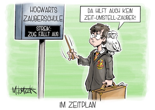 Cartoon: Im Zeitplan (medium) by Mirco Tomicek tagged streik,warnstreik,megastreik,mega,montag,verdi,arbeitskampf,arbeit,öffentlicher,dienst,öffentlich,öpnv,bus,bahn,zug,bahnhof,streiks,gestreikt,lohn,lohnerhöhung,erhöhung,gehalt,gehälter,inflation,geld,verdienst,arbeiter,harry,potter,hogwarts,cartoon,karikatur,pressekarikatur,mirco,tomicek,streik,warnstreik,megastreik,mega,montag,verdi,arbeitskampf,arbeit,öffentlicher,dienst,öffentlich,öpnv,bus,bahn,zug,bahnhof,streiks,gestreikt,lohn,lohnerhöhung,erhöhung,gehalt,gehälter,inflation,geld,verdienst,arbeiter,harry,potter,hogwarts,cartoon,karikatur,pressekarikatur,mirco,tomicek