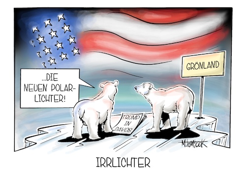Cartoon: Irrlichter (medium) by Mirco Tomicek tagged donald,trump,grönland,usa,us,strafzölle,zölle,straf,gegenzölle,brüssel,eu,nato,rutte,geeinigt,abkommen,weltwirtschafts,forum,davos,schweiz,polarlichter,eisbären,karikatur,pressekarikatur,cartoon,mirco,tomicek,donald,trump,grönland,usa,us,strafzölle,zölle,straf,gegenzölle,brüssel,eu,nato,rutte,geeinigt,abkommen,weltwirtschafts,forum,davos,schweiz,polarlichter,eisbären,karikatur,pressekarikatur,cartoon,mirco,tomicek