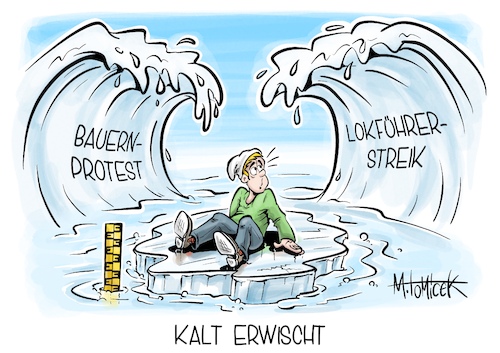 Cartoon: Kalt erwischt (medium) by Mirco Tomicek tagged bauernstreik,bauern,streik,demo,protest,proteste,traktoren,traktorenprotest,autobahn,straße,straßen,landwirte,landwirtschaft,bauer,gdl,lokführer,lokführerstreik,bahn,zug,bahnstreik,gleise,kälte,eis,wetter,cartoon,karikatur,pressekarikatur,mirco,tomicek,bauernstreik,bauern,streik,demo,protest,proteste,traktoren,traktorenprotest,autobahn,straße,straßen,landwirte,landwirtschaft,bauer,gdl,lokführer,lokführerstreik,bahn,zug,bahnstreik,gleise,kälte,eis,wetter,cartoon,karikatur,pressekarikatur,mirco,tomicek