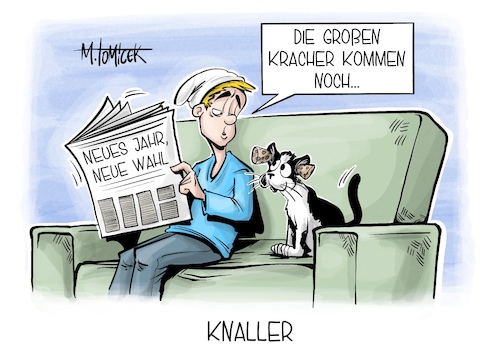 Cartoon: Knaller (medium) by Mirco Tomicek tagged neujahr,neues,jahr,frohes,silvester,knaller,böller,raketen,feuerwerk,kracher,neuwahlen,neuwahl,wahlen,wahl,kanzlerfrage,karikatur,pressekarikatur,cartoon,mirco,tomicek,neujahr,neues,jahr,frohes,silvester,knaller,böller,raketen,feuerwerk,kracher,neuwahlen,neuwahl,wahlen,wahl,kanzlerfrage,karikatur,pressekarikatur,cartoon,mirco,tomicek