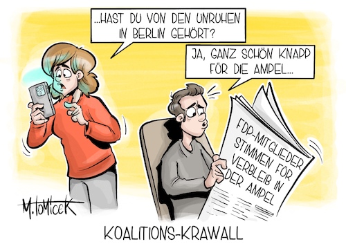 Cartoon: Koalitions-Krawall (medium) by Mirco Tomicek tagged fdp,mitgliederbefragung,mitglieder,befragung,ampel,ampelkoalition,ampelregierung,regierung,koalition,silvester,unruhen,krawalle,berlin,vorjahr,zwischenfälle,cartoon,karikatur,pressekarikatur,mirco,tomicek,fdp,mitgliederbefragung,mitglieder,befragung,ampel,ampelkoalition,ampelregierung,regierung,koalition,silvester,unruhen,krawalle,berlin,vorjahr,zwischenfälle,cartoon,karikatur,pressekarikatur,mirco,tomicek