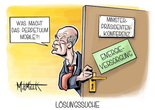 Cartoon: Lösungssuche (medium) by Mirco Tomicek tagged berlin,ministerpräsidentenkonferenz,mpk,olaf,scholz,minister,präsidenten,ministerpräsidenten,konferenz,hauptthema,energie,energieversorgung,zukunft,deutschland,öl,ukraine,krieg,sanktionen,benzin,russland,energien,energiewende,umwelt,karikatur,pressekarikatur,mirco,tomicek,berlin,ministerpräsidentenkonferenz,mpk,olaf,scholz,minister,präsidenten,ministerpräsidenten,konferenz,hauptthema,energie,energieversorgung,zukunft,deutschland,öl,ukraine,krieg,sanktionen,benzin,russland,energien,energiewende,umwelt,karikatur,pressekarikatur,mirco,tomicek