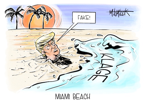 Cartoon: Miami Beach (medium) by Mirco Tomicek tagged donald,trump,miami,gericht,klage,klagen,anklage,polizei,gefängnis,gefängnisstrafe,strafe,usa,us,ex,präsident,beach,karikatur,pressekarikatur,cartoon,mirco,tomicek,donald,trump,miami,gericht,klage,klagen,anklage,polizei,gefängnis,gefängnisstrafe,strafe,usa,us,ex,präsident,beach,karikatur,pressekarikatur,cartoon,mirco,tomicek