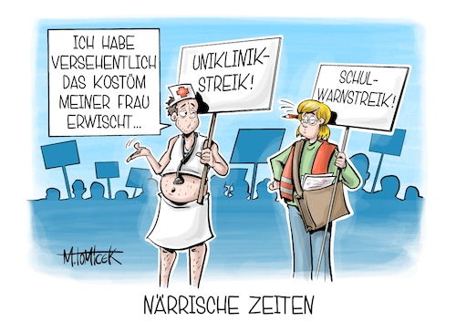 Cartoon: Närrische Zeiten (medium) by Mirco Tomicek tagged warnstreiks,warnstreik,streiks,streik,uniklinik,unikliniken,kliniken,hochschulen,schulen,schule,kitas,öffentlicher,dienst,länder,tarife,tarifrunde,verdi,karneval,kostüme,fasching,fastnacht,kostüm,karikatur,pressekarikatur,cartoon,mirco,tomicek,warnstreiks,warnstreik,streiks,streik,uniklinik,unikliniken,kliniken,hochschulen,schulen,schule,kitas,öffentlicher,dienst,länder,tarife,tarifrunde,verdi,karneval,kostüme,fasching,fastnacht,kostüm,karikatur,pressekarikatur,cartoon,mirco,tomicek