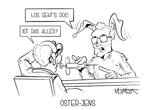 Cartoon: Oster-Jens (medium) by Mirco Tomicek tagged jens,spahn,impfungen,impfung,impfstoff,impfstoffe,impfkampagne,kleine,schritte,impfplan,impfstart,impfstrategie,astrazeneca,biontech,johnson,geimpft,hausarzt,arzt,ärzte,hausarztpraxis,hausarztpraxen,praxis,hausärzte,medizin,dosen,dosis,verimpft,oster,ostern,osterhase,osterfeiertage,cartoon,karikatur,pressekarikatur,mirco,tomicek,jens,spahn,impfungen,impfung,impfstoff,impfstoffe,impfkampagne,kleine,schritte,impfplan,impfstart,impfstrategie,astrazeneca,biontech,johnson,geimpft,hausarzt,arzt,ärzte,hausarztpraxis,hausarztpraxen,praxis,hausärzte,medizin,dosen,dosis,verimpft,oster,ostern,osterhase,osterfeiertage,cartoon,karikatur,pressekarikatur,mirco,tomicek