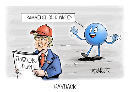 Cartoon: Payback (medium) by Mirco Tomicek tagged ukraine,krieg,kriegsende,russland,angriffskrieg,frieden,friedensplan,plan,usa,amerika,us,donald,trump,kritik,eu,europa,payback,karikatur,cartoon,pressekarikatur,mirco,tomicek,ukraine,krieg,kriegsende,russland,angriffskrieg,frieden,friedensplan,plan,usa,amerika,us,donald,trump,kritik,eu,europa,payback,karikatur,cartoon,pressekarikatur,mirco,tomicek