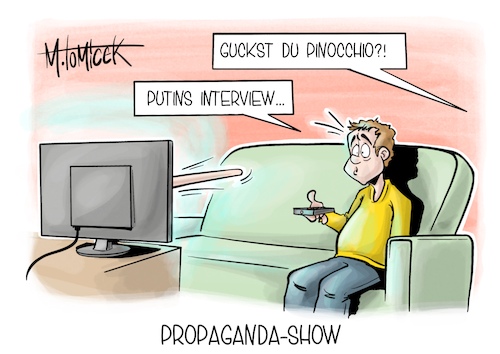 Cartoon: Propaganda-Show (medium) by Mirco Tomicek tagged tucker,carlson,wladimir,putin,interview,moskau,russland,ukraine,krieg,propaganda,show,kreml,cartoon,karikatur,pressekarikatur,mirco,tomicek,tucker,carlson,wladimir,putin,interview,moskau,russland,ukraine,krieg,propaganda,show,kreml,cartoon,karikatur,pressekarikatur,mirco,tomicek