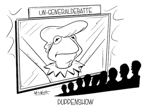 Cartoon: Puppenshow (medium) by Mirco Tomicek tagged un,uno,generalversammlung,generaldebatte,debatte,general,botschaft,donald,trump,präsident,president,amerika,usa,us,video,videobotschaft,china,virtuell,virtuelle,veranstaltung,vereinten,nationen,vollversammlung,xi,jinpin,karikatur,cartoon,mirco,tomicek,un,uno,generalversammlung,generaldebatte,debatte,general,botschaft,donald,trump,präsident,president,amerika,usa,us,video,videobotschaft,china,virtuell,virtuelle,veranstaltung,vereinten,nationen,vollversammlung,xi,jinpin,karikatur,cartoon,mirco,tomicek