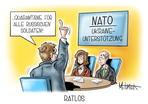 Cartoon: Ratlos (medium) by Mirco Tomicek tagged nato,beratung,brüssel,gespräch,unterstützung,ukraine,verstärkung,ostflanke,russland,krieg,staaten,isolation,corona,quarantäne,quarantänepflicht,pflicht,karl,lauterbach,cartoon,karikatur,pressekarikatur,mirco,tomicek,nato,beratung,brüssel,gespräch,unterstützung,ukraine,verstärkung,ostflanke,russland,krieg,staaten,isolation,corona,quarantäne,quarantänepflicht,pflicht,karl,lauterbach,cartoon,karikatur,pressekarikatur,mirco,tomicek