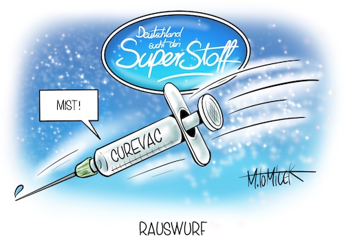 Cartoon: Rauswurf (medium) by Mirco Tomicek tagged curevac,impfstoffkandidat,impfstoff,impfung,impfstoffe,wirksam,wirksamkeit,rückschlag,impfkampagne,impfstrategie,hersteller,tübinger,biopharmafirma,corona,coronaimpfstoff,virus,spritze,viren,analyse,deutschland,sucht,den,superstar,cartoon,karikatur,pressekarikatur,mirco,tomicek,curevac,impfstoffkandidat,impfstoff,impfung,impfstoffe,wirksam,wirksamkeit,rückschlag,impfkampagne,impfstrategie,hersteller,tübinger,biopharmafirma,corona,coronaimpfstoff,virus,spritze,viren,analyse,deutschland,sucht,den,superstar,cartoon,karikatur,pressekarikatur,mirco,tomicek