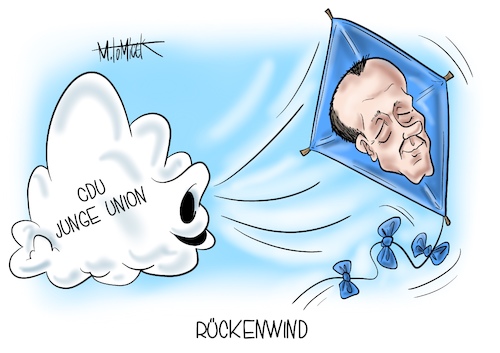 Cartoon: Rückenwind (medium) by Mirco Tomicek tagged junge,union,ju,cdu,chef,mehrheit,rückenwind,stimmen,friedrich,merz,laschet,röttgen,mitglieder,mitgliederbefragung,partei,wahlen,wahl,vorsitz,karikatur,pressekarikatur,cartoon,mirco,tomicek,junge,union,ju,cdu,chef,mehrheit,rückenwind,stimmen,friedrich,merz,laschet,röttgen,mitglieder,mitgliederbefragung,partei,wahlen,wahl,vorsitz,karikatur,pressekarikatur,cartoon,mirco,tomicek