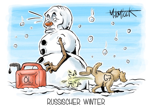 Cartoon: Russischer Winter (medium) by Mirco Tomicek tagged öl,embargo,erdöl,preisdeckel,preis,preise,ölpreis,deckel,sanktion,sanktionen,russland,russisch,eu,g7,staaten,krieg,ukraine,wladimir,putin,schnee,schneemann,cartoon,karikatur,pressekarikatur,mirco,tomicek,öl,embargo,erdöl,preisdeckel,preis,preise,ölpreis,deckel,sanktion,sanktionen,russland,russisch,eu,g7,staaten,krieg,ukraine,wladimir,putin,schnee,schneemann,cartoon,karikatur,pressekarikatur,mirco,tomicek