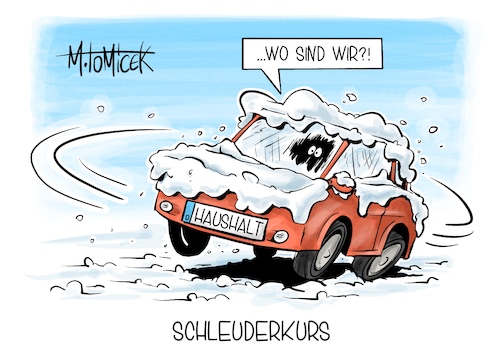 Cartoon: Schleuderkurs (medium) by Mirco Tomicek tagged bundesregierung,regierung,haushalt,etat,haushaltetat,finanzen,geld,ampel,koalition,ampelkoalition,schnee,eis,glatteis,schneechaos,straße,auto,vereist,cartoon,karikatur,pressekarikatur,mirco,tomicek,bundesregierung,regierung,haushalt,etat,haushaltetat,finanzen,geld,ampel,koalition,ampelkoalition,schnee,eis,glatteis,schneechaos,straße,auto,vereist,cartoon,karikatur,pressekarikatur,mirco,tomicek