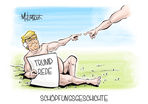 Cartoon: Schöpfungsgeschichte (medium) by Mirco Tomicek tagged milwaukee,donald,trump,erste,rede,nach,anschlag,schuss,ohr,usa,us,präsident,präsidentschaftswahl,wahl,wahlen,amerika,wahlkampf,gott,michelangelo,cartoon,karikatur,pressekarikatur,mirco,tomicek,milwaukee,donald,trump,erste,rede,nach,anschlag,schuss,ohr,usa,us,präsident,präsidentschaftswahl,wahl,wahlen,amerika,wahlkampf,gott,michelangelo,cartoon,karikatur,pressekarikatur,mirco,tomicek