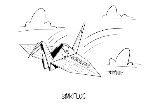 Cartoon: Sinkflug (medium) by Mirco Tomicek tagged lufthansa,kündigung,betriebsbedingt,stellen,weltweit,corona,krise,covid19,entlassung,entlassen,kündigungen,arbeiter,sinkflug,flugzeug,flug,unternehmen,konjunktur,arbeit,arbeitslos,arbeitslosigkeit,origami,kranich,karikatur,cartoon,mirco,tomicek,lufthansa,kündigung,betriebsbedingt,stellen,weltweit,corona,krise,covid19,entlassung,entlassen,kündigungen,arbeiter,sinkflug,flugzeug,flug,unternehmen,konjunktur,arbeit,arbeitslos,arbeitslosigkeit,origami,kranich,karikatur,cartoon,mirco,tomicek