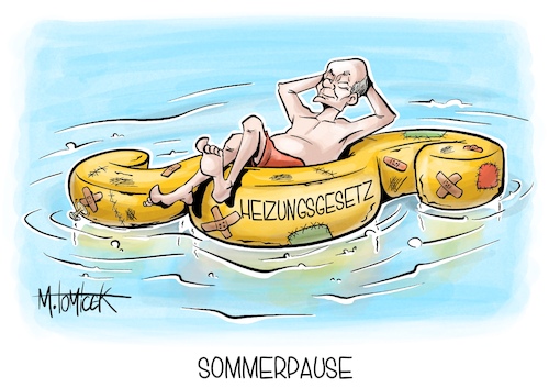 Cartoon: Sommerpause (medium) by Mirco Tomicek tagged heizungsgesetz,heizung,heizen,heizungen,gesetz,habeck,olaf,scholz,zielgeraden,bundestag,sommer,sommerpause,pause,sommerurlaub,ampelkoalition,koalition,ampel,cartoon,karikatur,pressekarikatur,mirco,tomicek,heizungsgesetz,heizung,heizen,heizungen,gesetz,habeck,olaf,scholz,zielgeraden,bundestag,sommer,sommerpause,pause,sommerurlaub,ampelkoalition,koalition,ampel,cartoon,karikatur,pressekarikatur,mirco,tomicek