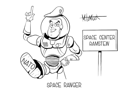 Cartoon: Space Ranger (medium) by Mirco Tomicek tagged space,center,ramstein,rheinland,pfalz,weltraum,weltall,all,nato,aufrüstung,verteidigung,raumfahrt,satellite,deutschland,ranger,raumfahrer,gefahr,bedrohung,bedrohungen,toy,story,pixar,cartoon,karikatur,pressekarikaturen,mirco,tomicek,space,center,ramstein,rheinland,pfalz,weltraum,weltall,all,nato,aufrüstung,verteidigung,raumfahrt,satellite,deutschland,ranger,raumfahrer,gefahr,bedrohung,bedrohungen,toy,story,pixar,cartoon,karikatur,pressekarikaturen,mirco,tomicek