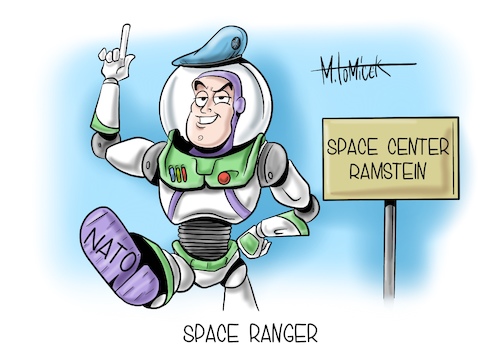 Cartoon: Space Ranger (medium) by Mirco Tomicek tagged space,center,ramstein,rheinland,pfalz,weltraum,weltall,all,nato,aufrüstung,verteidigung,raumfahrt,satellite,deutschland,ranger,raumfahrer,gefahr,bedrohung,bedrohungen,toy,story,pixar,cartoon,karikatur,pressekarikaturen,mirco,tomicek,space,center,ramstein,rheinland,pfalz,weltraum,weltall,all,nato,aufrüstung,verteidigung,raumfahrt,satellite,deutschland,ranger,raumfahrer,gefahr,bedrohung,bedrohungen,toy,story,pixar,cartoon,karikatur,pressekarikaturen,mirco,tomicek