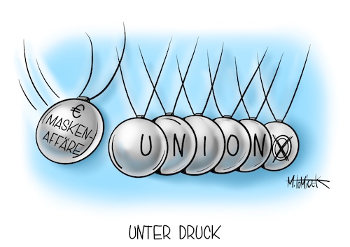 Cartoon: Unter Druck (medium) by Mirco Tomicek tagged masken,affäre,maske,maskenaffäre,mundschutz,mundnasenschutz,schutz,maskengeschäft,abgeordnete,bundestagsabgeordneten,georg,nüßlein,nikolas,löbel,union,cdu,csu,bedrängnis,opposition,aufarbeitung,profit,geld,dazu,verdienen,mandat,niederlegen,niedergelegt,bundestagsmandat,partei,landtagswahlen,landtag,wahl,wahlen,wahljahr,corona,covid19,pandemie,gewinn,cartoon,karikatur,pressekarikatur,mirco,tomicek,masken,affäre,maske,maskenaffäre,mundschutz,mundnasenschutz,schutz,maskengeschäft,abgeordnete,bundestagsabgeordneten,georg,nüßlein,nikolas,löbel,union,cdu,csu,bedrängnis,opposition,aufarbeitung,profit,geld,dazu,verdienen,mandat,niederlegen,niedergelegt,bundestagsmandat,partei,landtagswahlen,landtag,wahl,wahlen,wahljahr,corona,covid19,pandemie,gewinn,cartoon,karikatur,pressekarikatur,mirco,tomicek