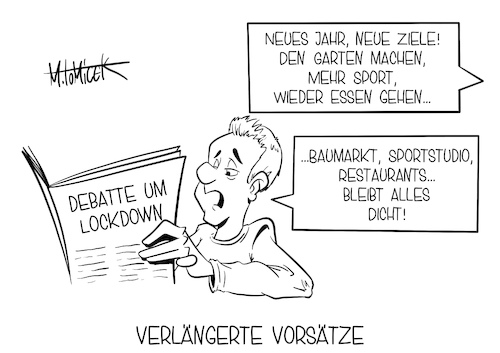 Cartoon: Verlängerte Vorsätze (medium) by Mirco Tomicek tagged verlängerung,shutdown,lockdown,lock,down,verlängert,corona,covid19,geschloßen,einzelhandel,baumarkt,sport,sportstudios,fitness,studios,restaurants,essen,gehen,neujahr,neues,jahr,gute,vorsätze,veränderungen,new,me,frohes,deutschland,politik,maßnahmen,schutz,maskenpflicht,fallzahlen,impfstoff,virus,viren,cartoon,karikatur,pressekarikatur,mirco,tomicek,verlängerung,shutdown,lockdown,lock,down,verlängert,corona,covid19,geschloßen,einzelhandel,baumarkt,sport,sportstudios,fitness,studios,restaurants,essen,gehen,neujahr,neues,jahr,gute,vorsätze,veränderungen,new,me,frohes,deutschland,politik,maßnahmen,schutz,maskenpflicht,fallzahlen,impfstoff,virus,viren,cartoon,karikatur,pressekarikatur,mirco,tomicek