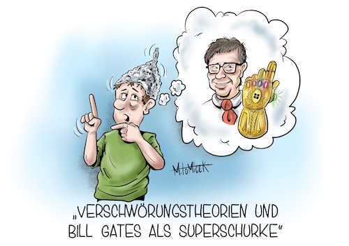 Cartoon: Verschwörungstheorien (medium) by Mirco Tomicek tagged verschwörungstheorien,verschwörung,deutschland,bill,gates,marvel,infinity,stones,thanos,corona,covid19,virus,verschwörungstheorien,verschwörung,deutschland,bill,gates,marvel,infinity,stones,thanos,corona,covid19,virus