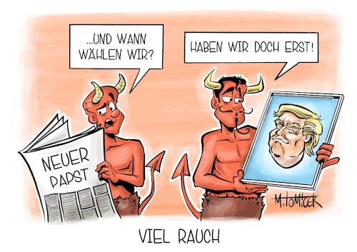 Cartoon: Viel Rauch (medium) by Mirco Tomicek tagged neuer,papst,gewählt,wahl,wahlen,papstwahl,weißer,rauch,vatikan,kirche,oberhaupt,christen,konklave,mutter,muttertag,mama,habemus,papam,teufel,hölle,lucifer,donald,trump,usa,us,präsident,amerika,karikatur,cartoon,pressekarikatur,mirco,tomicek,neuer,papst,gewählt,wahl,wahlen,papstwahl,weißer,rauch,vatikan,kirche,oberhaupt,christen,konklave,mutter,muttertag,mama,habemus,papam,teufel,hölle,lucifer,donald,trump,usa,us,präsident,amerika,karikatur,cartoon,pressekarikatur,mirco,tomicek