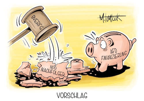 Cartoon: Vorschlag (medium) by Mirco Tomicek tagged npd,die,heimat,rechtsextrem,rechts,finanzierung,partei,parteifinanzierung,bundesverfassungsgericht,bverfg,gericht,urteil,geld,afd,verfassungsgericht,karikatur,pressekarikatur,cartoon,mirco,tomicek,npd,die,heimat,rechtsextrem,rechts,finanzierung,partei,parteifinanzierung,bundesverfassungsgericht,bverfg,gericht,urteil,geld,afd,verfassungsgericht,karikatur,pressekarikatur,cartoon,mirco,tomicek