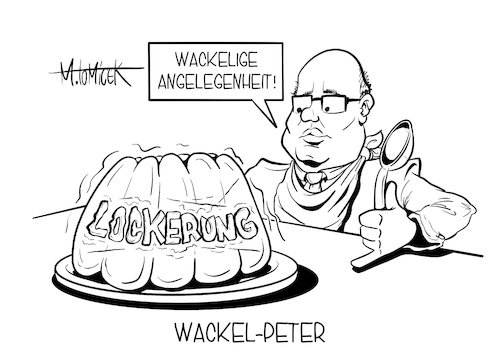 Cartoon: Wackel-Peter (medium) by Mirco Tomicek tagged peter,altmaier,bundeswirtschaftsminister,minister,wirtschaft,lockdown,märz,lockern,lockerung,lockerungen,shutdown,öffnung,öffnen,geöffnet,laden,einzelhandel,gastronomie,restaurants,handel,läden,corona,covid19,virus,pandemie,gipfel,konferenz,bund,länder,videokonferenz,coronakonferenz,cartoon,karikatur,pressekarikatur,mirco,tomicek,peter,altmaier,bundeswirtschaftsminister,minister,wirtschaft,lockdown,märz,lockern,lockerung,lockerungen,shutdown,öffnung,öffnen,geöffnet,laden,einzelhandel,gastronomie,restaurants,handel,läden,corona,covid19,virus,pandemie,gipfel,konferenz,bund,länder,videokonferenz,coronakonferenz,cartoon,karikatur,pressekarikatur,mirco,tomicek