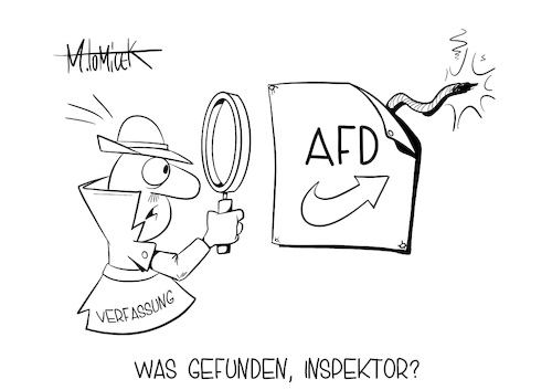 Cartoon: Was gefunden Inspektor? (medium) by Mirco Tomicek tagged afd,alternative,für,deutschland,beobachtung,verfassung,verfassungsschutz,unter,die,lupe,recht,rechtsextremismus,rechts,verdacht,verdachtsfall,politik,cartoon,karikatur,pressekarikatur,mirco,tomicek,afd,alternative,für,deutschland,beobachtung,verfassung,verfassungsschutz,unter,die,lupe,recht,rechtsextremismus,rechts,verdacht,verdachtsfall,politik,cartoon,karikatur,pressekarikatur,mirco,tomicek