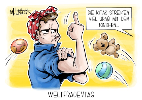 Cartoon: Weltfrauentag (medium) by Mirco Tomicek tagged weltfrauentag,frauentag,starke,frau,frauen,verdi,streik,streiks,streiken,warnstreik,warnstreiks,kita,kindertagesstätten,kinder,soziale,einrichtungen,öffentlicher,dienst,kinderbetreuung,gehalt,lohn,gleichberechtigung,cartoon,karikatur,pressekarikatur,mirco,tomicek,weltfrauentag,frauentag,starke,frau,frauen,verdi,streik,streiks,streiken,warnstreik,warnstreiks,kita,kindertagesstätten,kinder,soziale,einrichtungen,öffentlicher,dienst,kinderbetreuung,gehalt,lohn,gleichberechtigung,cartoon,karikatur,pressekarikatur,mirco,tomicek