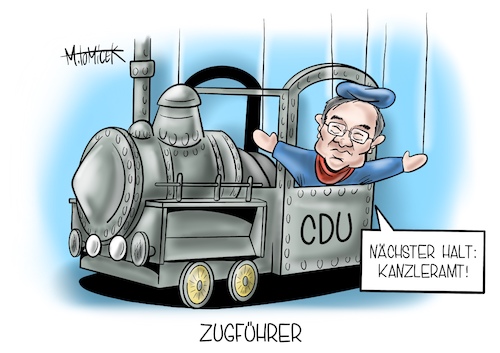 Cartoon: Zugführer (medium) by Mirco Tomicek tagged armin,laschet,cdu,chef,vorsitz,vorsitzender,wahl,wahlen,kanzler,kanzlerfrage,kanzleramt,kanzlerkandidat,annegret,kramp,karrenbauer,friedrich,merz,norbert,röttgen,digital,parteitag,partei,tag,online,web,videokonferenz,video,zug,lokomotive,jim,knopf,emma,lukas,augstburger,puppenkiste,corona,politik,nrw,nordrhein,westfalen,minister,cartoon,karikatur,pressekarikatur,mirco,tomicek,armin,laschet,cdu,chef,vorsitz,vorsitzender,wahl,wahlen,kanzler,kanzlerfrage,kanzleramt,kanzlerkandidat,annegret,kramp,karrenbauer,friedrich,merz,norbert,röttgen,digital,parteitag,partei,tag,online,web,videokonferenz,video,zug,lokomotive,jim,knopf,emma,lukas,augstburger,puppenkiste,corona,politik,nrw,nordrhein,westfalen,minister,cartoon,karikatur,pressekarikatur,mirco,tomicek