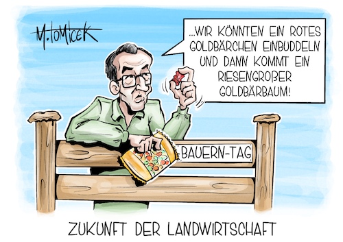 Cartoon: Zukunft der Landwirtschaft (medium) by Mirco Tomicek tagged bauerntag,bauern,tag,2023,zukunft,landwirtschaft,landwirte,landwirtin,vieh,schweine,kühe,gemüse,anbau,cem,özdemir,umwelt,naturschutz,tierschutz,natur,hitze,trockenheit,trocken,felder,bewässerung,haribo,cartoon,karikatur,pressekarikatur,mirco,tomicek,bauerntag,bauern,tag,2023,zukunft,landwirtschaft,landwirte,landwirtin,vieh,schweine,kühe,gemüse,anbau,cem,özdemir,umwelt,naturschutz,tierschutz,natur,hitze,trockenheit,trocken,felder,bewässerung,haribo,cartoon,karikatur,pressekarikatur,mirco,tomicek