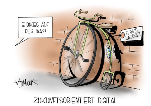 Cartoon: Zukunftsorientiert digital (medium) by Mirco Tomicek tagged zukunftsteam,zukunft,armin,laschet,digital,digitalpolitik,iaa,internationale,automobilausstellung,münchen,konzept,verkehrsmesse,mobility,bike,elektro,fahrräder,fahrrad,bikes,batterie,messe,messen,bundestagswahl,wahlkampf,kanzlerfrage,kanzleramt,cartoon,karikatur,pressekarikatur,mirco,tomicek,zukunftsteam,zukunft,armin,laschet,digital,digitalpolitik,iaa,internationale,automobilausstellung,münchen,konzept,verkehrsmesse,mobility,bike,elektro,fahrräder,fahrrad,bikes,batterie,messe,messen,bundestagswahl,wahlkampf,kanzlerfrage,kanzleramt,cartoon,karikatur,pressekarikatur,mirco,tomicek