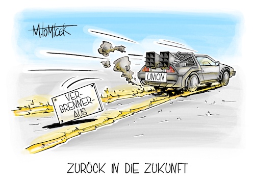 Cartoon: Zurück in die Zukunft (medium) by Mirco Tomicek tagged union,cdu,csu,verbrennermotor,verbrenneraus,verbrenner,aus,co2,europawahl,europawahlkampf,wahlkampf,2035,klimafreundlich,klimaschutz,klimaneutral,klima,ausstoß,zurück,in,die,zukunft,delorean,karikatur,pressekarikatur,cartoon,mirco,tomicek,union,cdu,csu,verbrennermotor,verbrenneraus,verbrenner,aus,co2,europawahl,europawahlkampf,wahlkampf,2035,klimafreundlich,klimaschutz,klimaneutral,klima,ausstoß,zurück,in,die,zukunft,delorean,karikatur,pressekarikatur,cartoon,mirco,tomicek