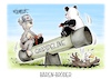 Cartoon: Bären-Brüder (small) by Mirco Tomicek tagged trump,besuch,china,wladimir,putin,xi,jinping,russland,gas,gaspipeline,pipeline,power,of,siberia,energien,energie,karikatur,cartoon,pressekarikatur,mirco,tomicek