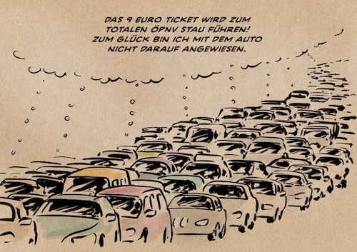 Cartoon: 9 Euro Kollaps (medium) by Guido Kuehn tagged 9euro,ticket,öpnv,9euro,ticket,öpnv