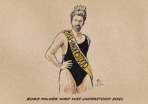 Cartoon: Boris Palmers Karrierehöhepunkt (medium) by Guido Kuehn tagged boris,palmer,rassismus,boris,palmer,rassismus