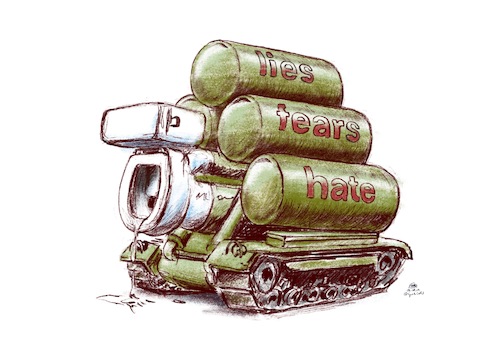Cartoon: Dangerous Weapons (medium) by Guido Kuehn tagged war,truth,war,truth