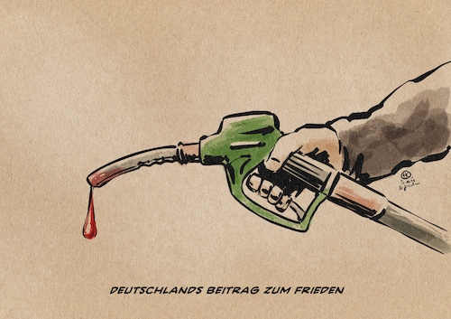 Cartoon: Deutschlands Beitrag (medium) by Guido Kuehn tagged ukraine,krieg,fossile,energien,abhängigkeit,ukraine,krieg,fossile,energien,abhängigkeit