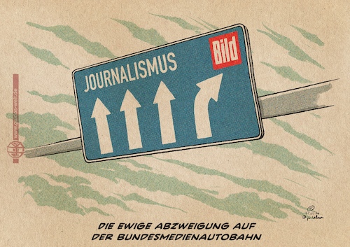 Cartoon: Die ewige Abzweigung (medium) by Guido Kuehn tagged bild,journalismus,medien,zeitung,bild,journalismus,medien,zeitung