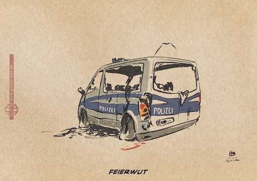Cartoon: Feierwut (medium) by Guido Kuehn tagged stuttgart,polizei,stuttgart,polizei