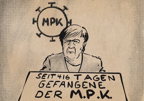 Cartoon: Gefangene der MPK (medium) by Guido Kuehn tagged corona,covid,mpk,ministerpräsidenten,corona,covid,mpk,ministerpräsidenten