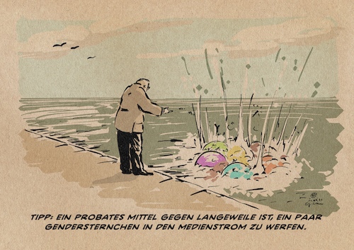 Cartoon: Gendersternchen (medium) by Guido Kuehn tagged gendern,gendern