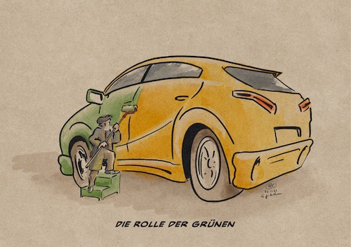 Cartoon: Grüne Zukunft (medium) by Guido Kuehn tagged auto,mobilität,ampel,auto,mobilität,ampel