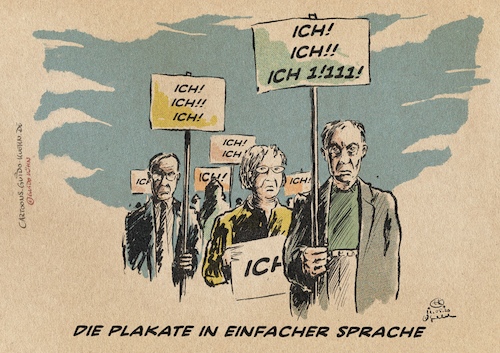 Cartoon: hygienedemo (medium) by Guido Kuehn tagged hygiene,demo,corona,covid19,hygiene,demo,corona,covid19,pandemie,demonstration,ich,plakate,einfache,sprache,protest