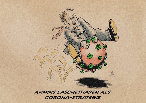 Cartoon: Laschettiaden (medium) by Guido Kuehn tagged laschet,corona,covid,nrw,lockerungen,laschet,corona,covid,nrw,lockerungen