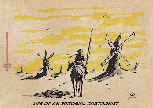 Cartoon: Life of an editorial cartoonist (medium) by Guido Kuehn tagged cartoonist