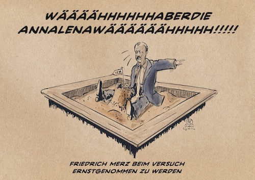 Cartoon: Merz vs. Baerbock (medium) by Guido Kuehn tagged merz,baerbock,cdu,unio,grüne,kanzlerkandidatur,merz,baerbock,cdu,unio,grüne,kanzlerkandidatur