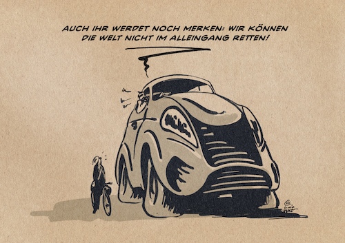 Cartoon: Nicht ich (medium) by Guido Kuehn tagged klima,auto,suv,konsum,welt,klima,auto,suv,konsum,welt